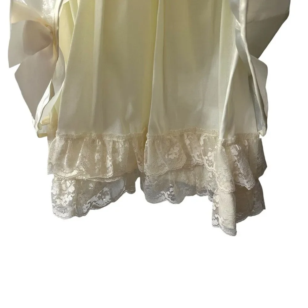 Vintage Honeybee Frilly Lace Dress Girls‎ Sz 5 Ivory Flower Girl Pageant Shimmer